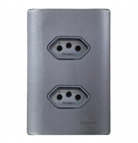 Conjunto Tomada Dupla 20A 4x2 - Novara Preto Grafite Total